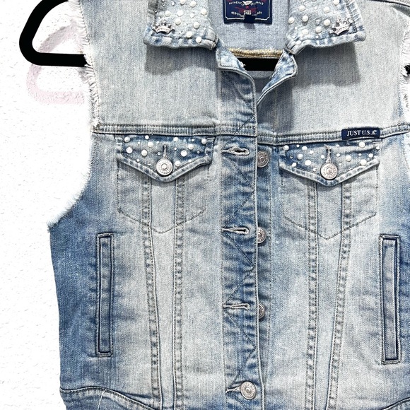 Just USA Authentic Denim vest embellished S - Picture 8 of 8